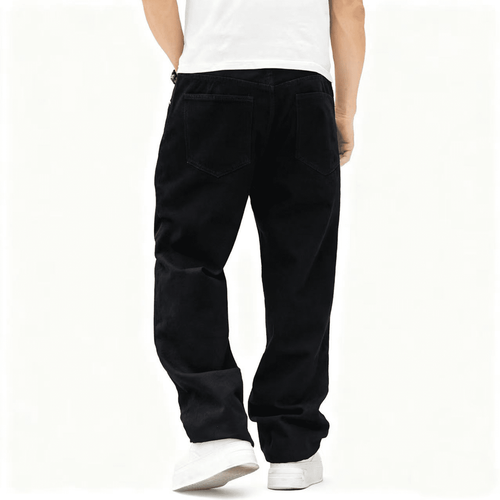 Black Denim Relaxed Fit Straight-Leg  Jeans