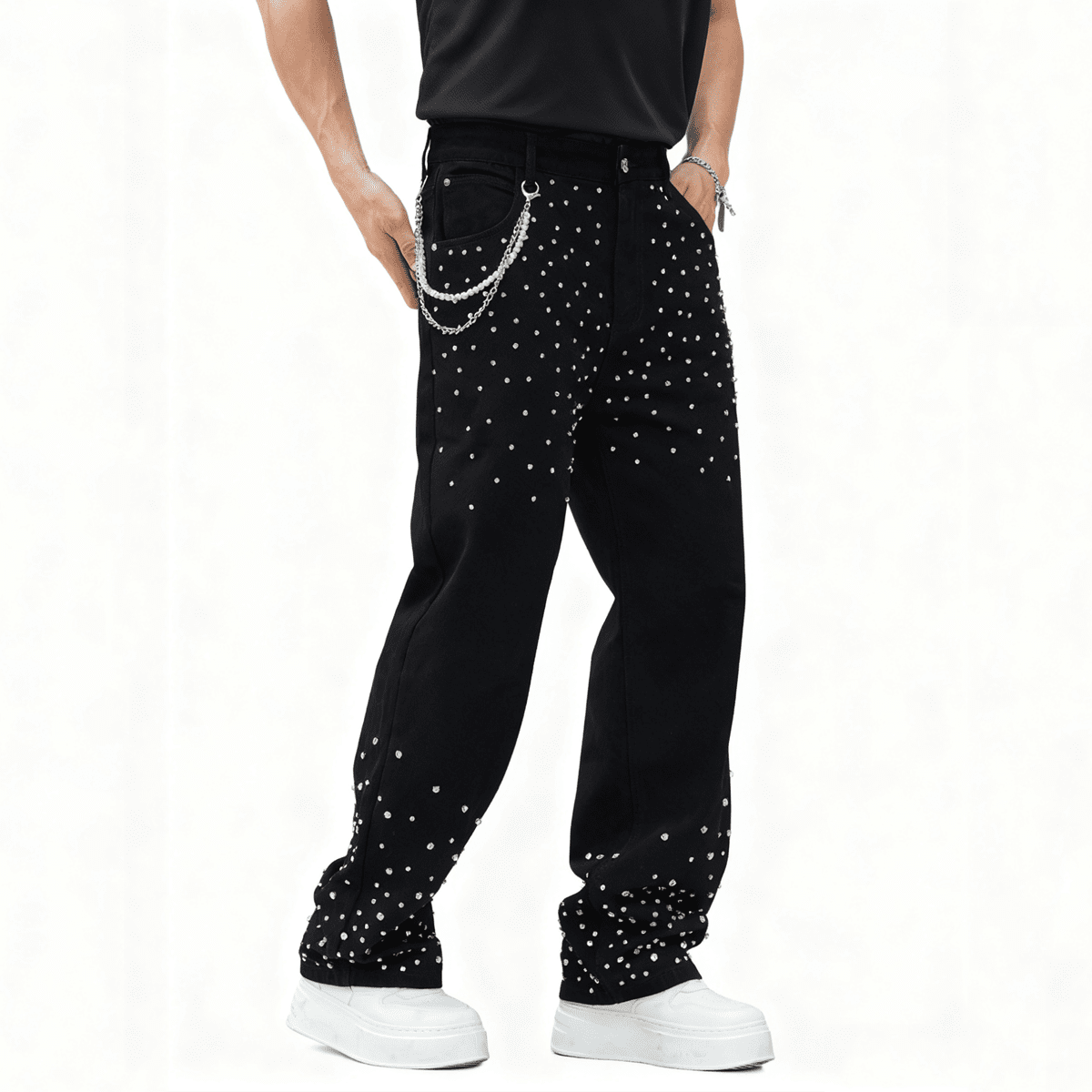 Rhinestone Embellished  Jeans