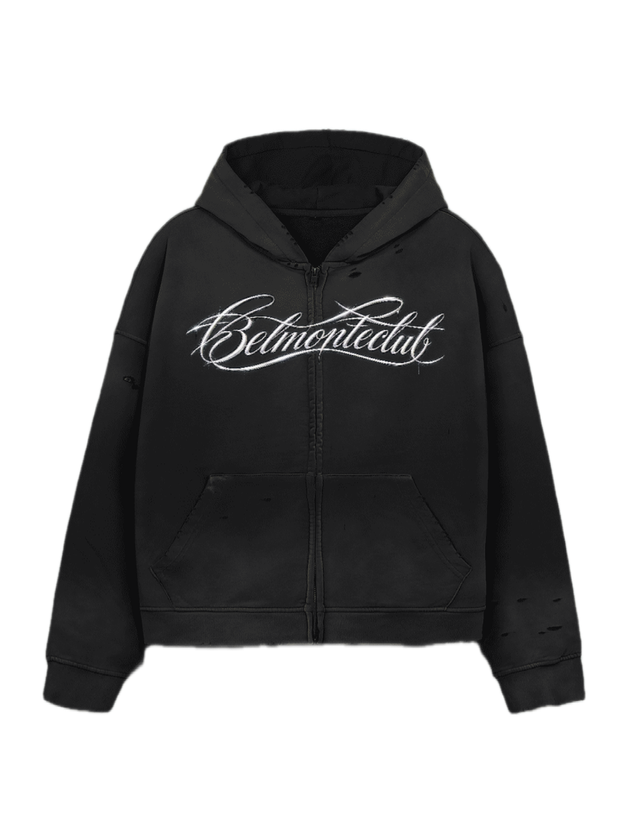 Crossed script Zip Up