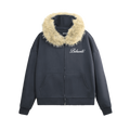 Heavyweight Fur-Trim Zip-Up Hoodie Black