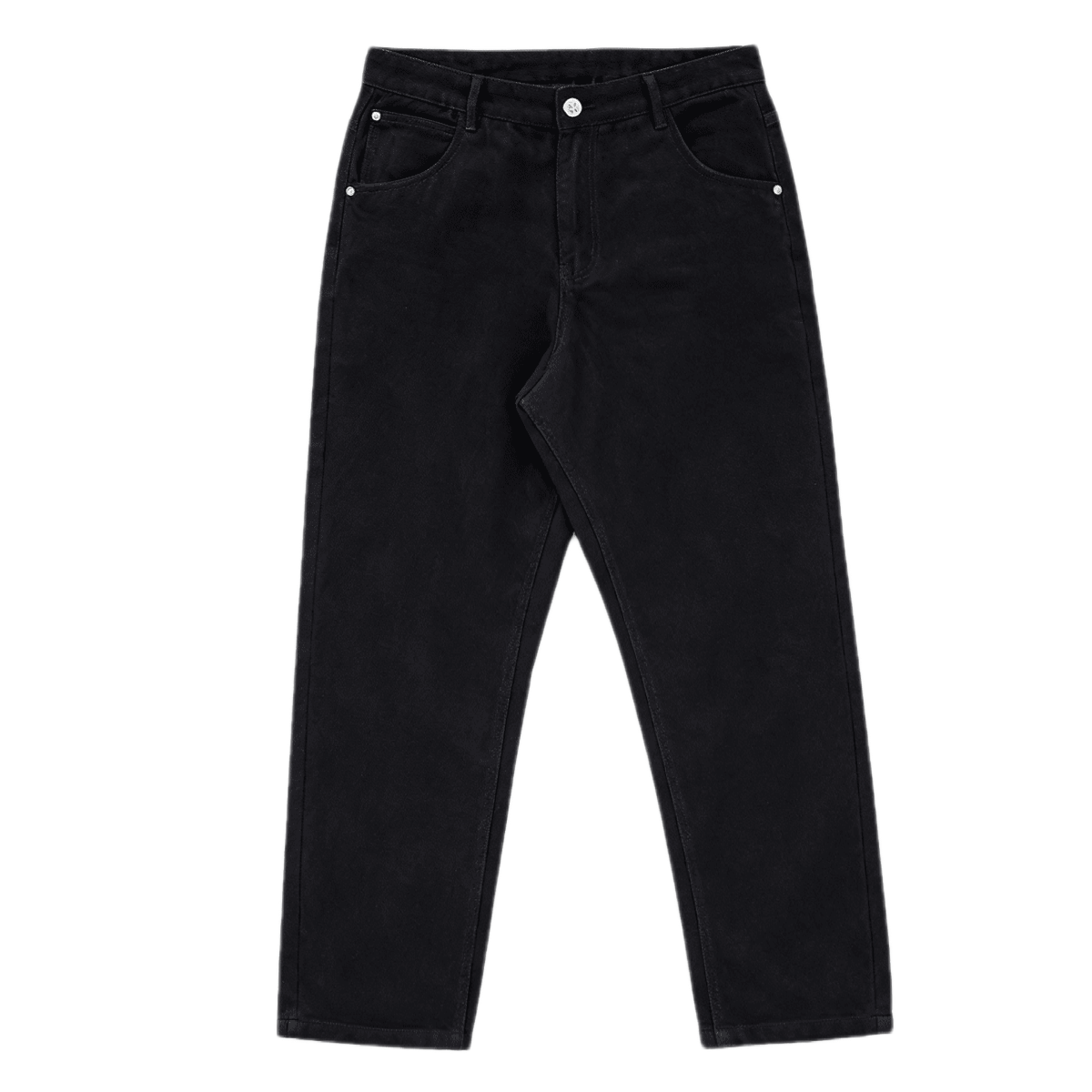 Black Denim Relaxed Fit Straight-Leg  Jeans