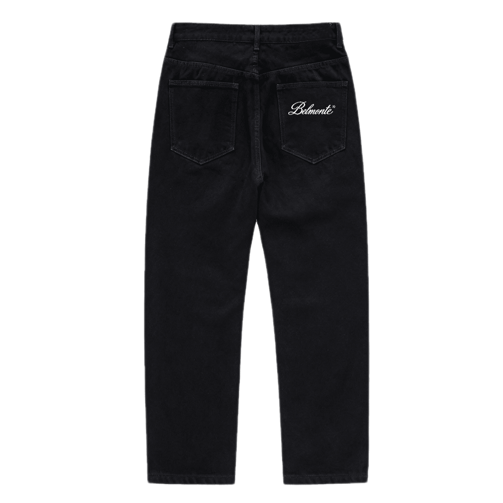 Black Denim Relaxed Fit Straight-Leg  Jeans